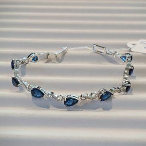 Blue Glass & Cubic Zirconia Bracelet